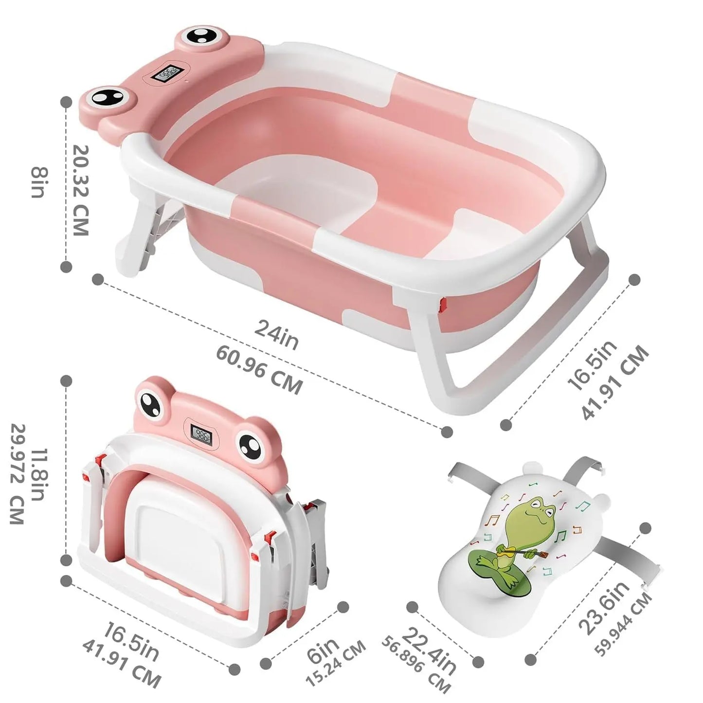 Baby Bathtub , Foldable Baby Bath Tub With Soft Floating Cushion & Thermometer , Collapsible Portable Travel Baby Bath Tub My Store