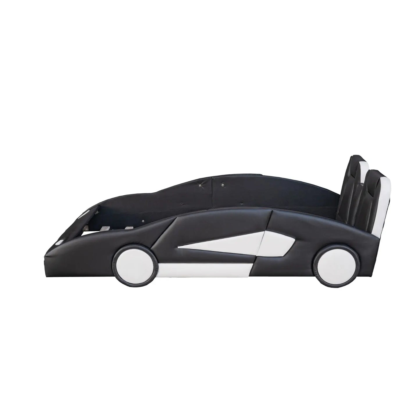 Twin Size Race Car-Shaped Platform Bed With Wheels, Black My Store