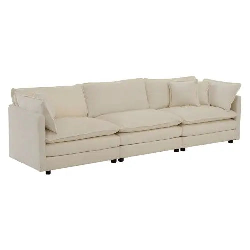 Mid-Century Modern Couch 3-Seater Sofa With 2 Armrest Pillows And 3 Toss Pillows My Store