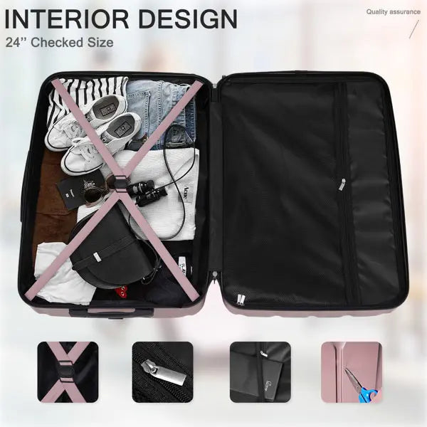 Three In One Set Of Vertical Striped Suitcase Inkedjoy