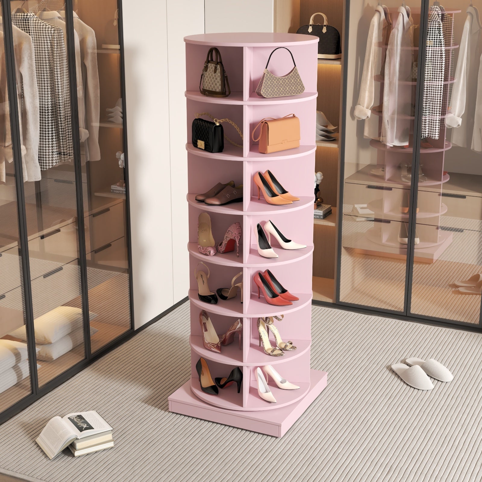 New 360 Rotating Shoe Cabinet With 7 Layers Can Accommodate Up To 28 Paris Shoes Inkedjoy