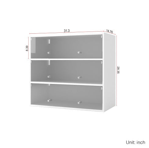 White Glass Door Shoe Box Shoe Storage Cabinet With RGB Led Light Inkedjoy