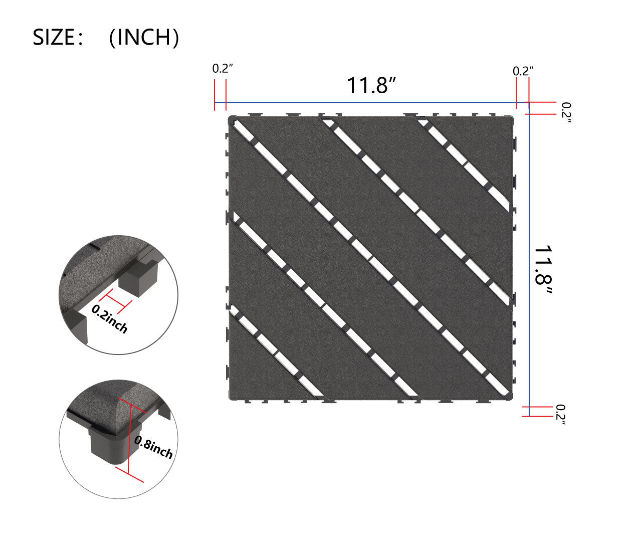 Waterproof, Wear-resistant, DIY Assembly, Garden, Courtyard, Balcony,plastic Flooring Inkedjoy