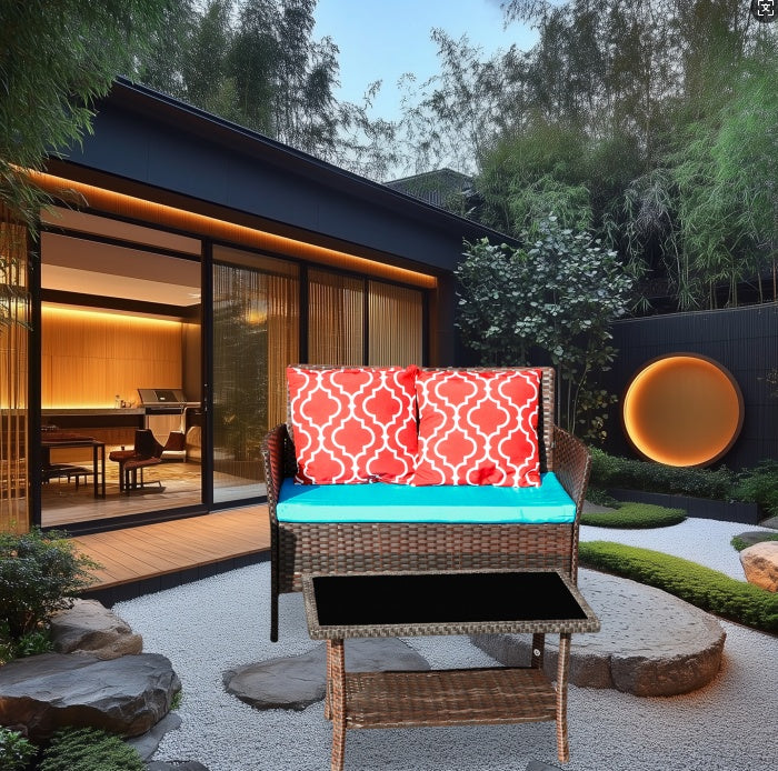 Outdoor Recreation, Courtyard Garden, Rattan Table And Chair Combination Inkedjoy