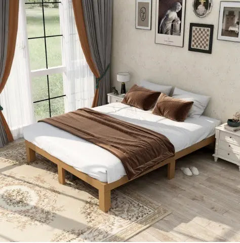 Large Wooden Platform Bed Frame, No Spring Box Required, Solid Wood Batten Support, Easy To Assemble My Store
