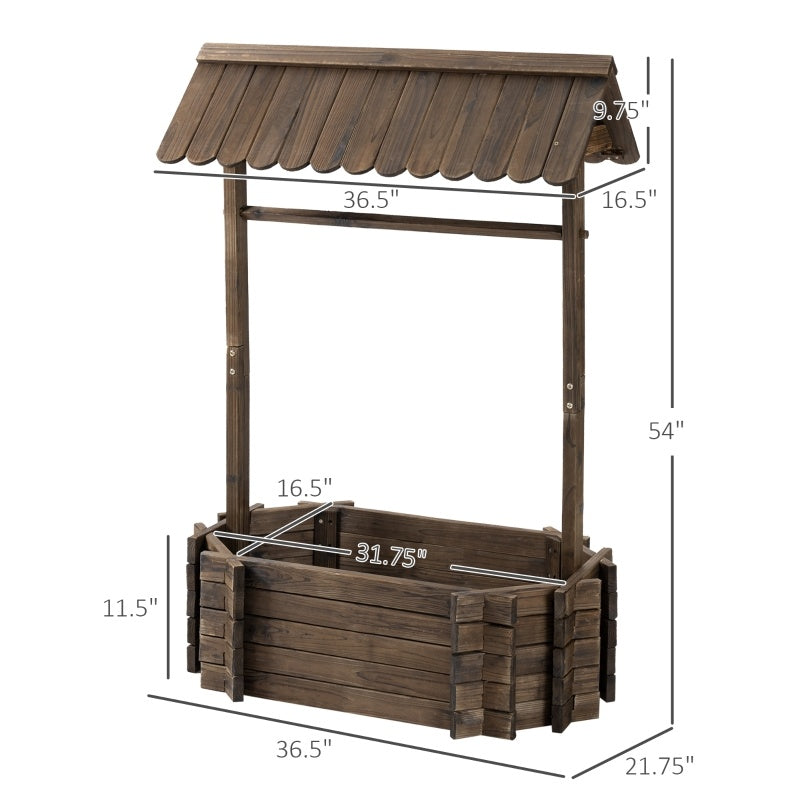 Wishing Well Planter, Wooden Raised Garden Bed Inkedjoy