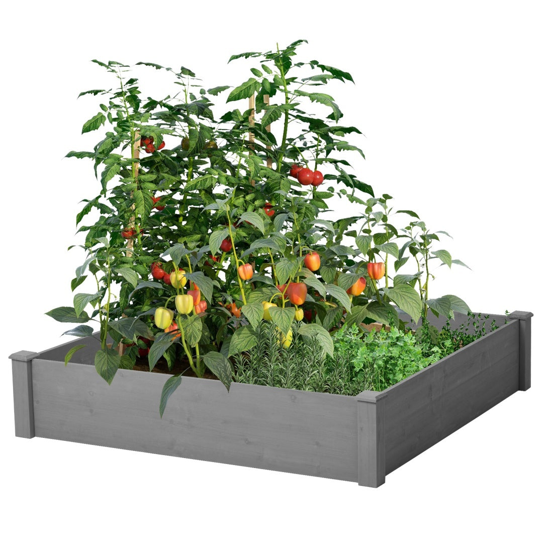 Raised Planting Bed, Outdoor Floor Standing Wooden Planting Box Inkedjoy