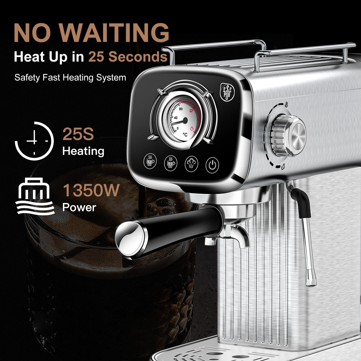 20 Bar Professional Espresso Machine With Milk Frother, Single & Double Shot My Store