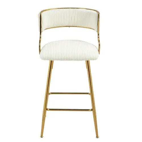 SET OF 2,26 Counter Height Bar Stools Corduroy Kitchen Island Counter Bar Stool With Back,golden Chromed Base And Footrest My Store