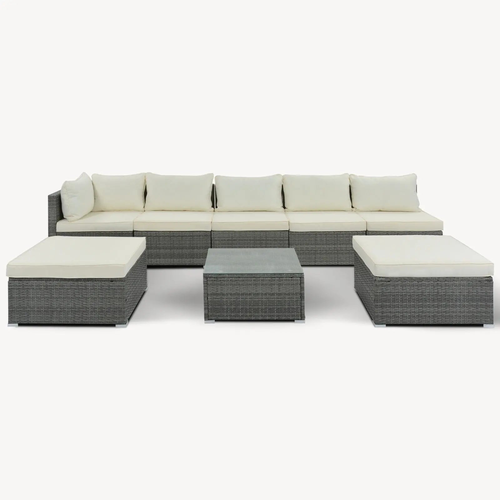 8-Pc Outdoor Patio Furniture Set, Garden Wicker Sofa, Single Sofa Combinable My Store