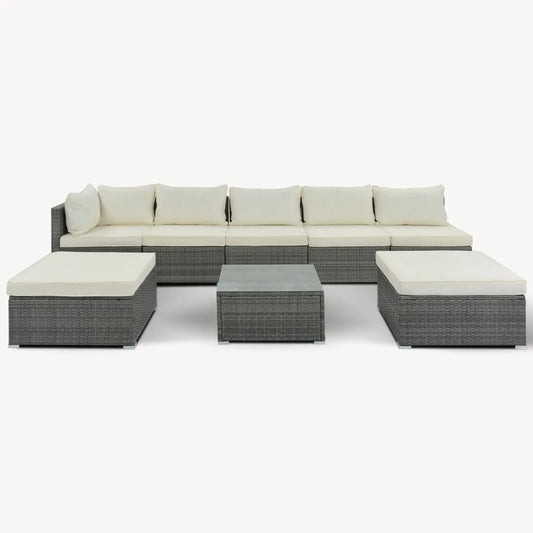 8-Pc Outdoor Patio Furniture Set, Garden Wicker Sofa, Single Sofa Combinable My Store