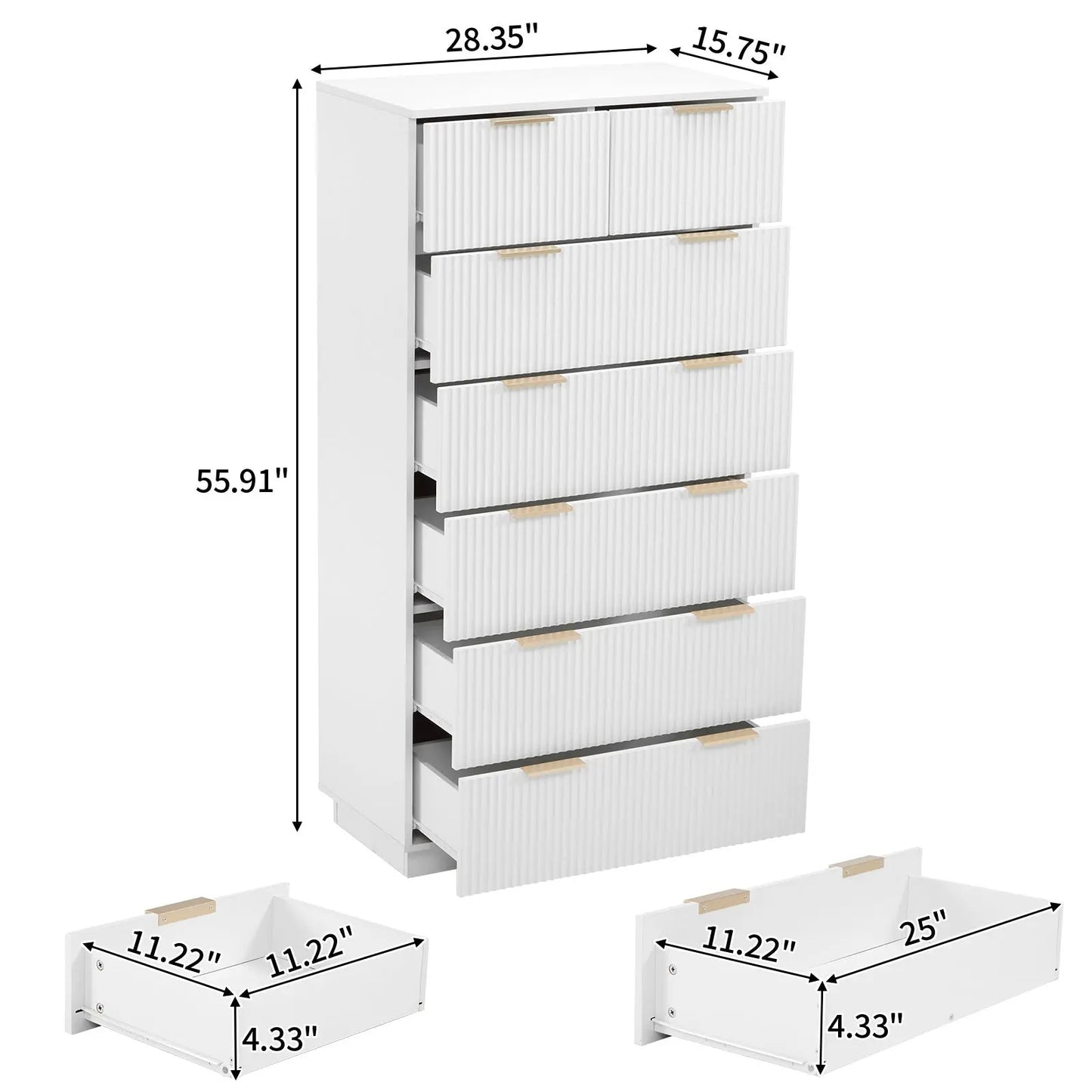 White P2 Density Board, Corrugated Surface, Six Layers And Seven Drawers, Drawer Cabinet My Store