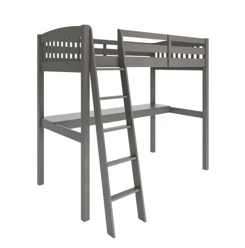 Grey High Loft Bed With Desk And Storage My Store