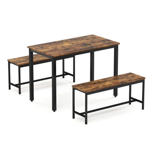 Dining Table Set, Bar With 2 Dining Table Benches Inkedjoy