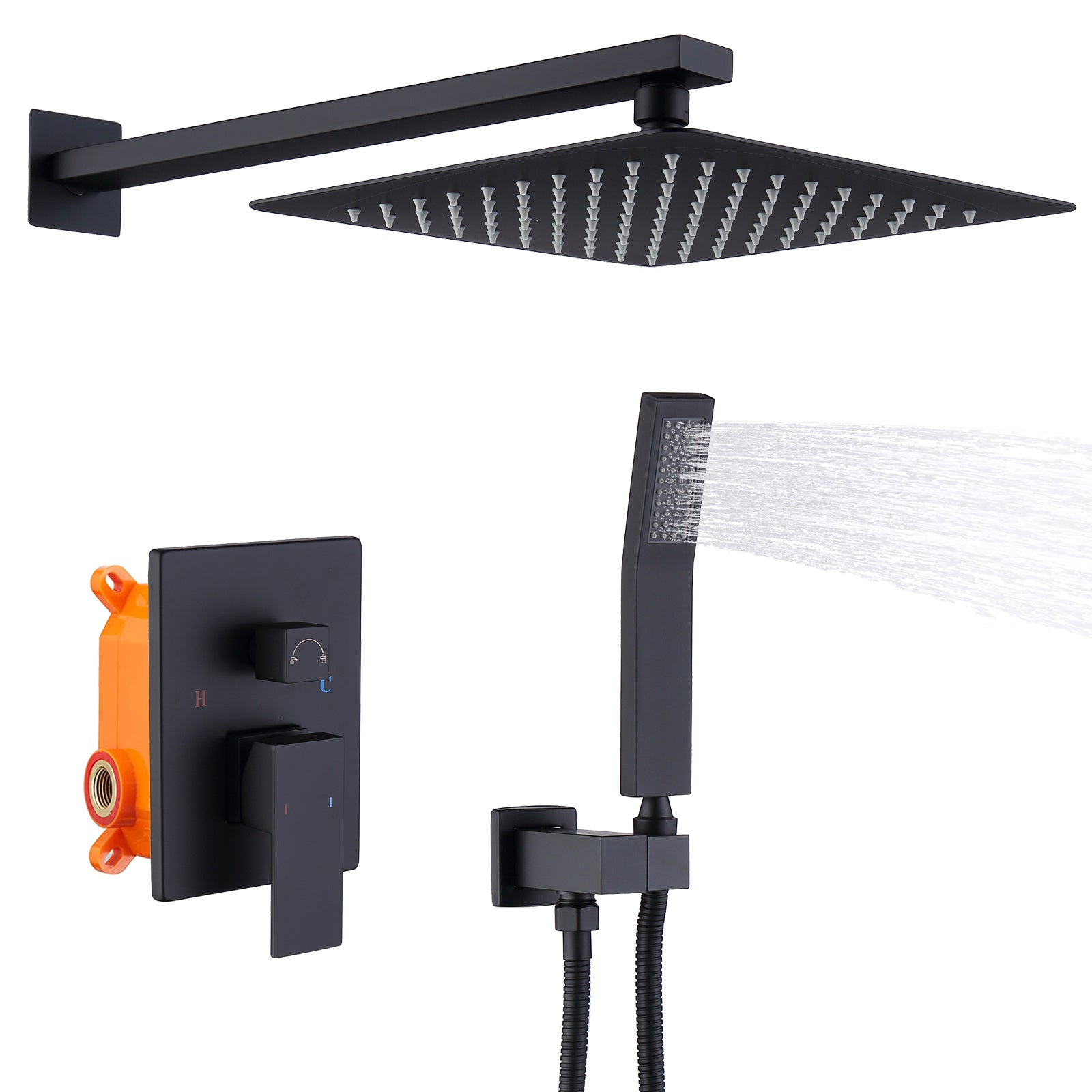 Shower System Shower Faucet Combo Set Wall Mounted With 10" Rainfall Shower Head And Handheld Inkedjoy