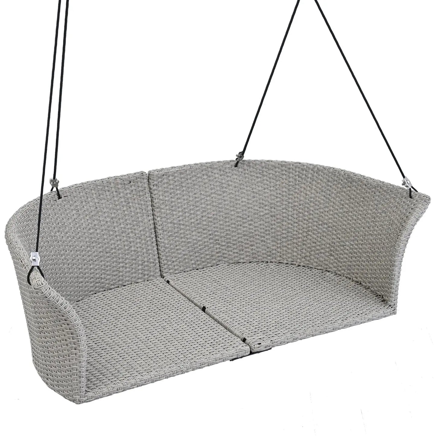 GO 51.9 2-Person Hanging Seat, Rattan Woven Swing Chair, Porch Swing With Ropes, Gray Wicker And C My Store