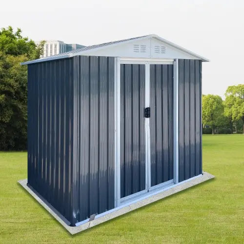 6FTx4FT Apex Roof Outdoor Tool Storage With Aluminum Alloy Frame And Sliding Door My Store