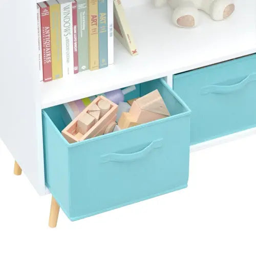 Fiberboard Children's Bookshelf With Foldable Fabric Drawers My Store