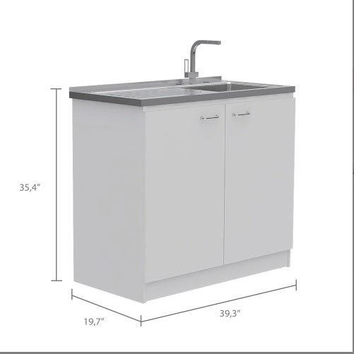 White Rectangle 2-Door Utility Sink And Cabinet Ohberri