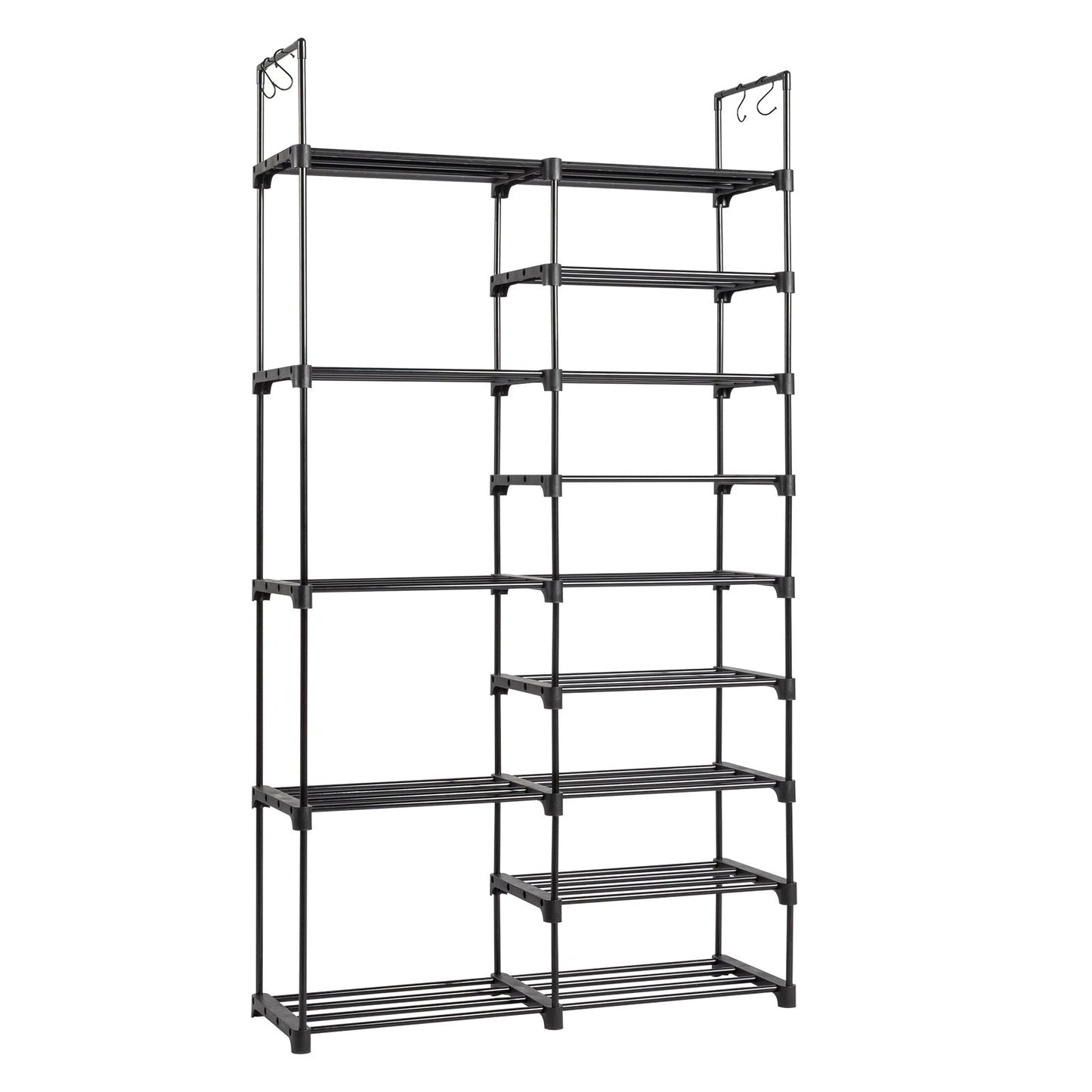 FCH Double Row 9-Layer Shoe Rack With Handles, 85.7x29.8x158cm Black Inkedjoy