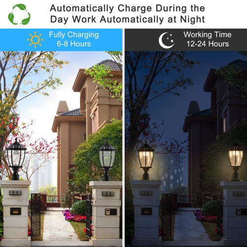Solar Pillar Headlights With Dimmable LEDs - 2 Packs My Store