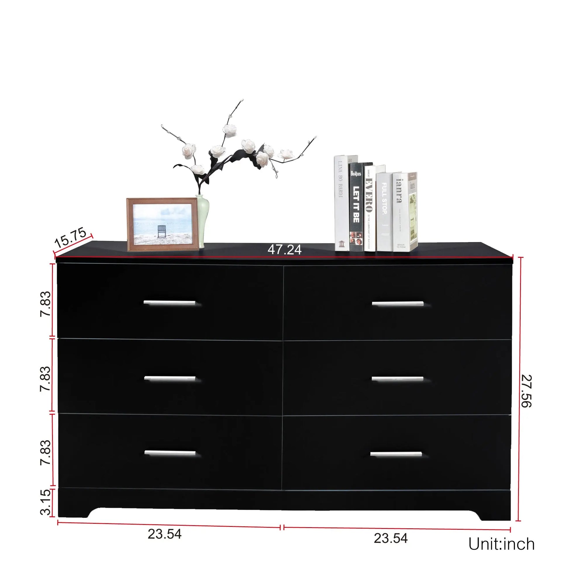 Black Particle Board With Triamcinol, Six Drawer Dresser My Store