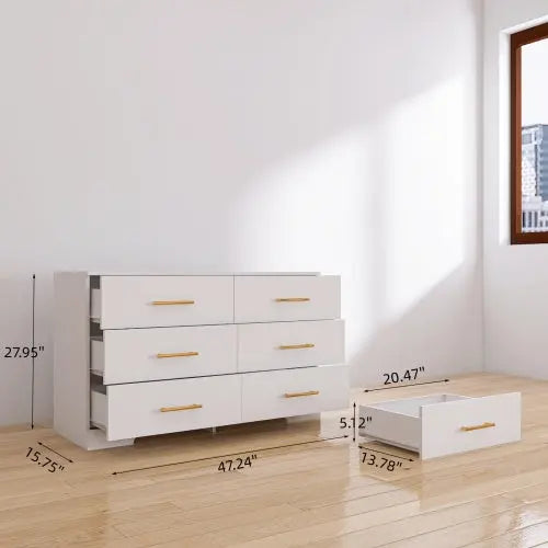 Large White Six Drawer Dresser My Store