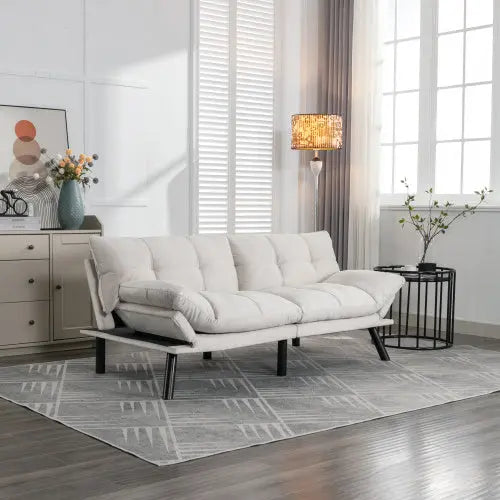 Cream Convertible Folding Modern Sofa Bed My Store