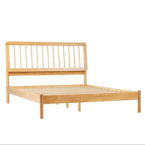 Mid-Century Modern Solid Wood Queen Spindle Bed Natural Pine My Store