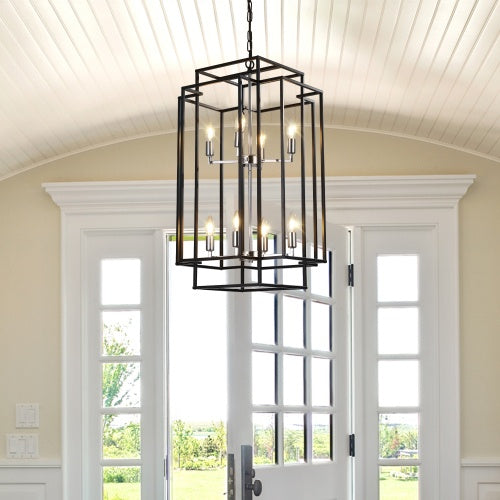 8 Lantern Tiered Chandeliers, Industrial Farmhouse Chandeliers Inkedjoy