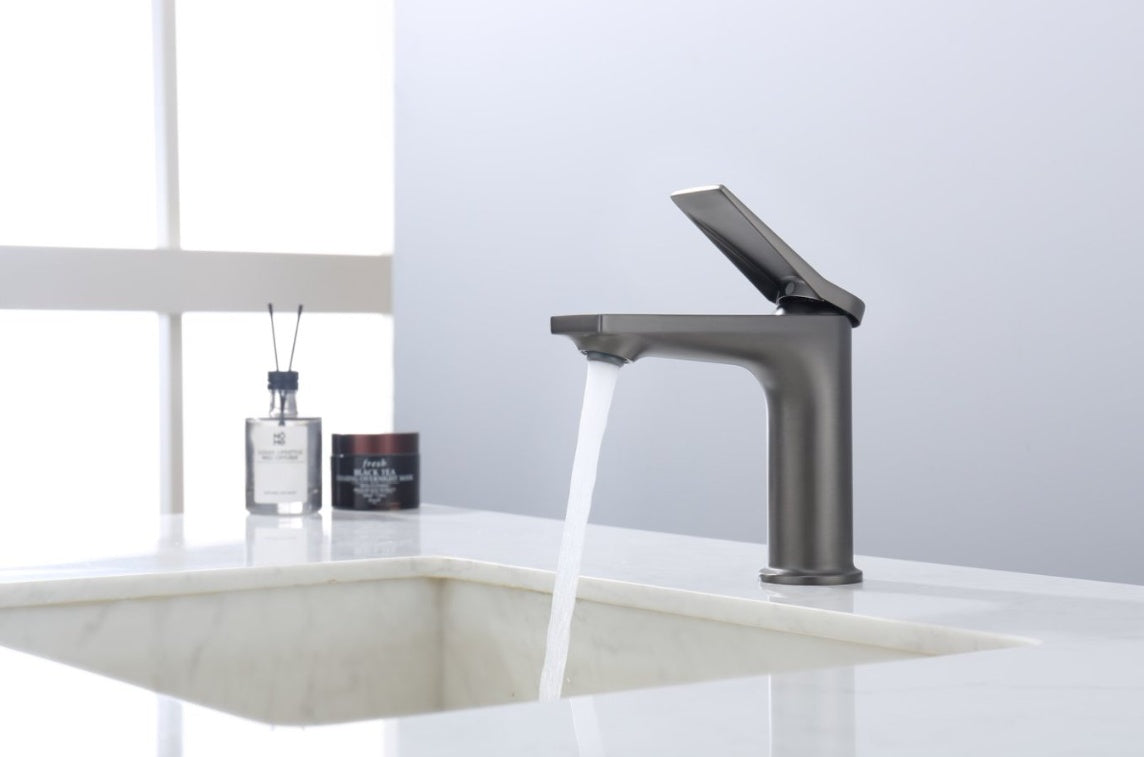 Gray Single Hole Bathroom Faucet Ohberri