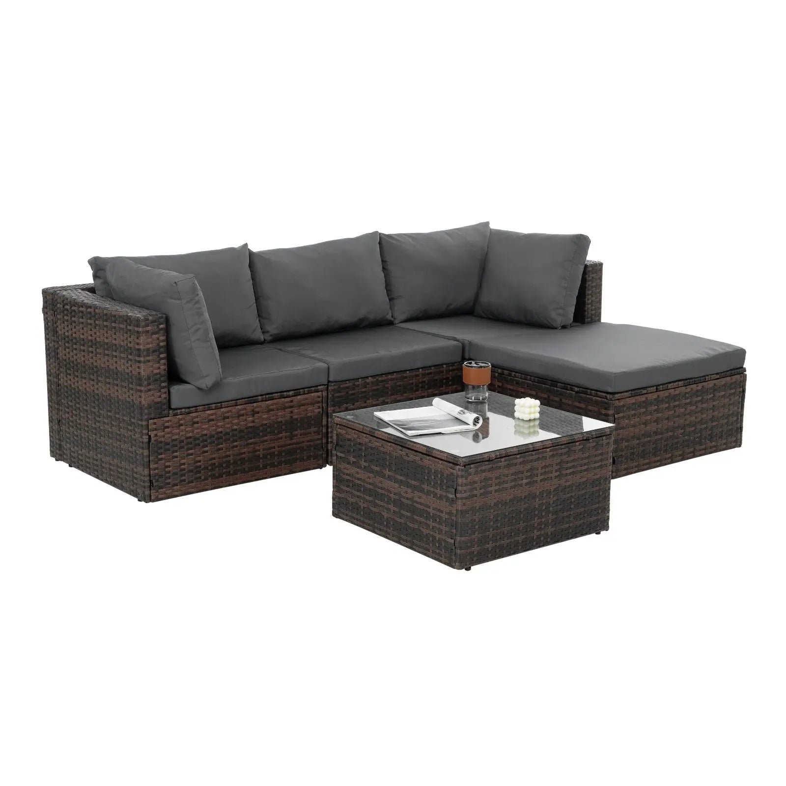 Patio Furniture, Outdoor Furniture, Seasonal PE Wicker Furniture, 5 Set Wicker Furniture With Temper My Store