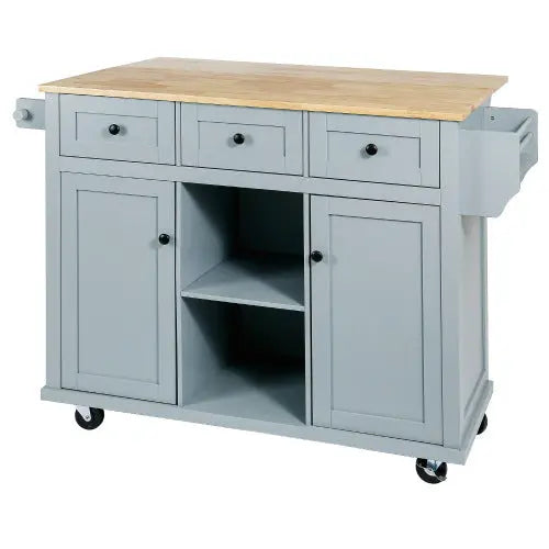 Kitchen Trolley With Rubberwood Folding Leaf Countertops My Store