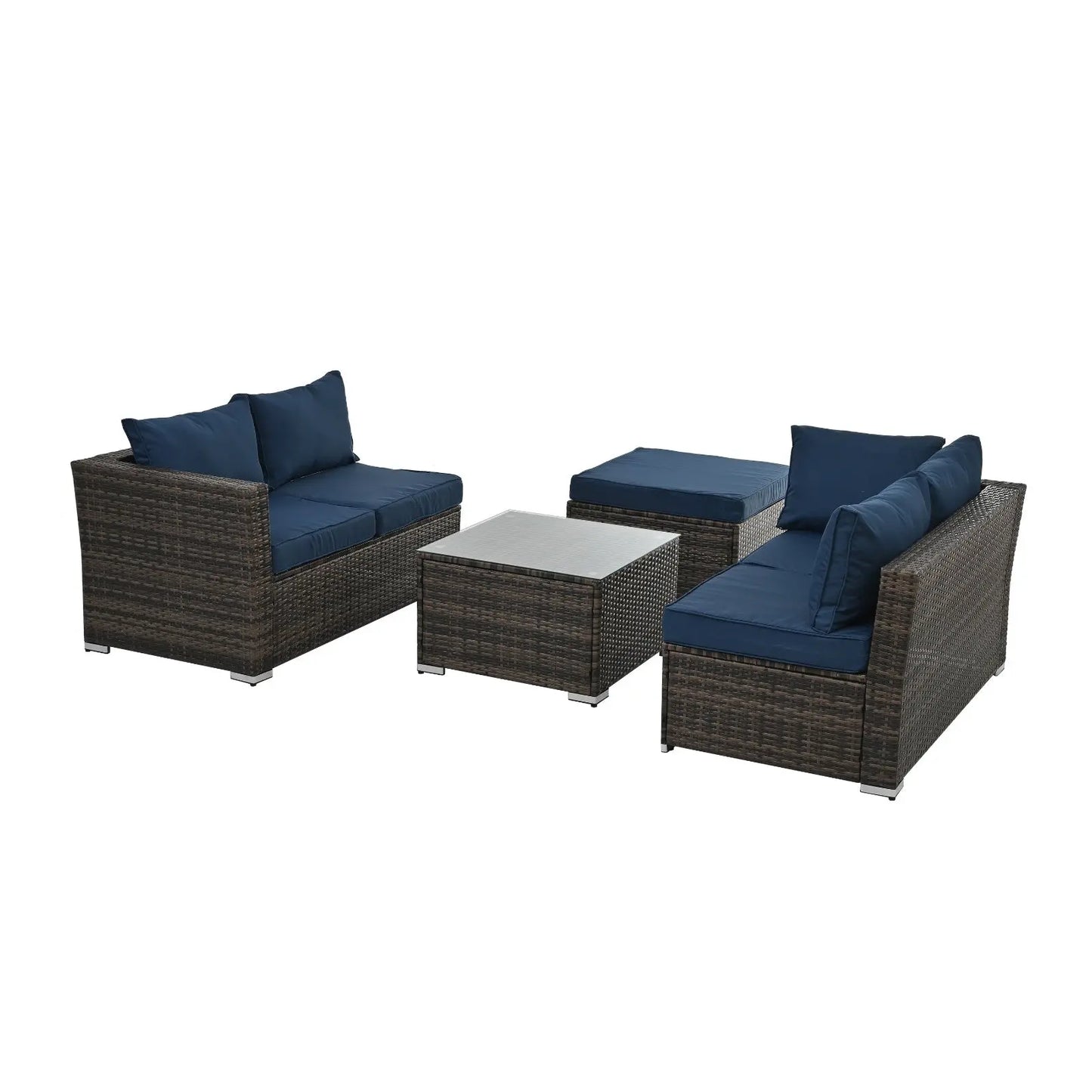 Patio Furniture, Outdoor Furniture, Seasonal PE Wicker Furniture, 4 Set Wicker Furniture With Temper My Store