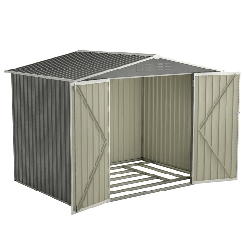 8 X 6 FT Garden Tool Storage Sheds With Metal Foundation With Floor Frame, Gray My Store