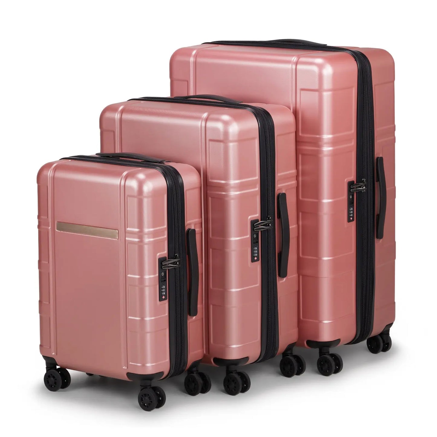 Three In One Set Of Double Wheel Silent Wheels With Dry Wet Separation Compartment ABS PC Luggage Inkedjoy