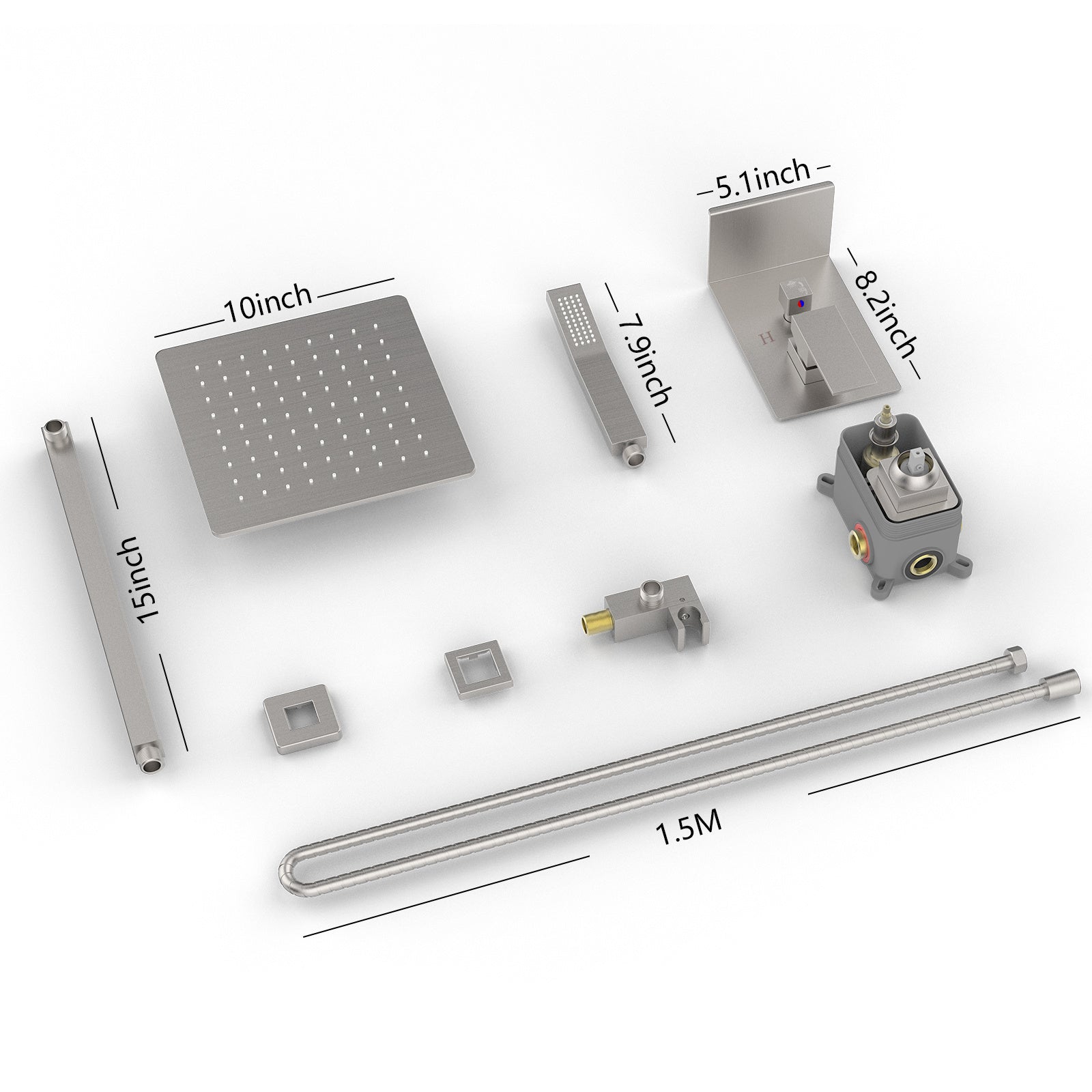 Rainfall Shower System With Storage Rack 10 Inch Shower Faucet Set Brushed Nickel With High Pressure Inkedjoy
