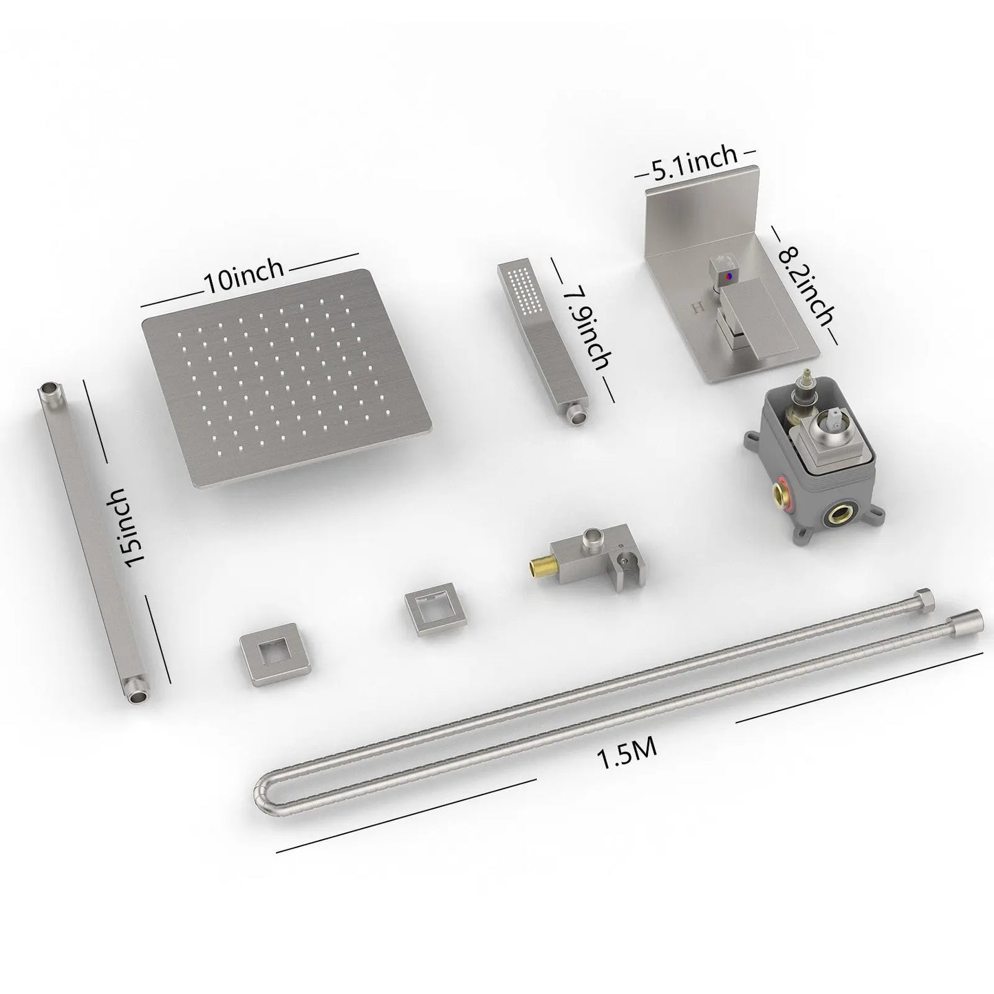 Rainfall Shower System With Storage Rack 10 Inch Shower Faucet Set Brushed Nickel With High Pressure Inkedjoy