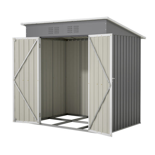 6'x4' Outdoor Metal Storage Shed For Garden Tools Lockable Door With Floor Frame Inkedjoy
