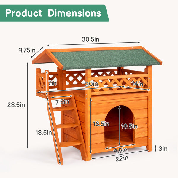 Cat house 2-layer Fence, Green Asphalt Roof My Store