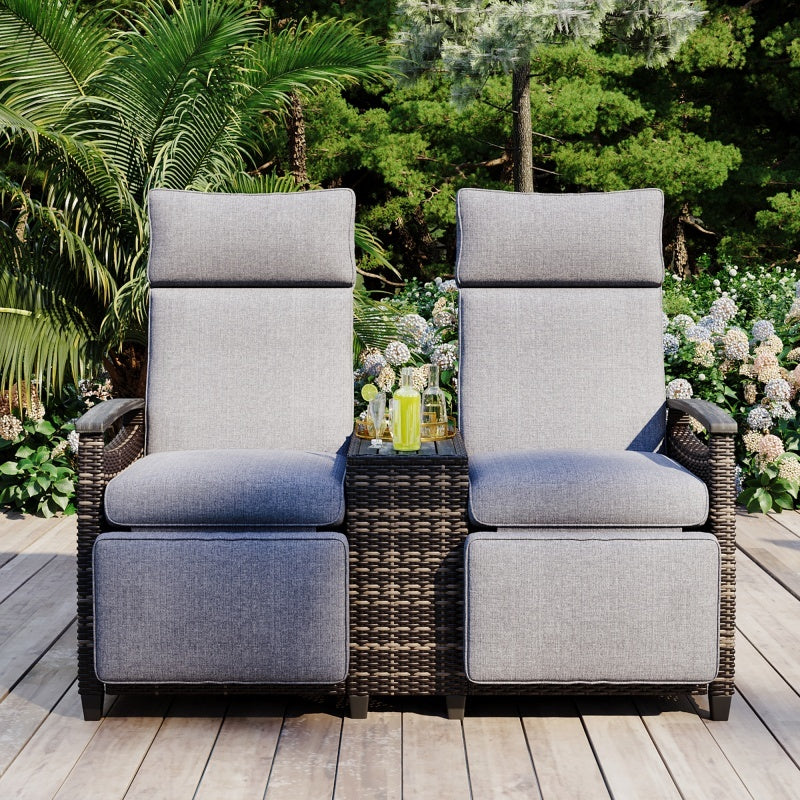 Lounge Chair Double Sofa, Adjustable Backrest Willow Inkedjoy