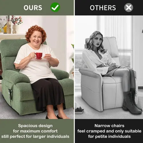 Over sized Power Lift Recliner Chair With Remote Control,Side Pocket -Dark Green My Store