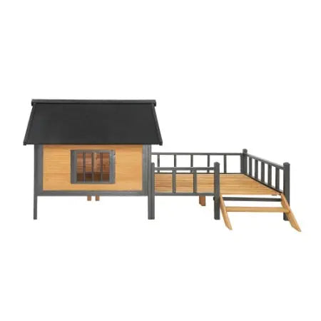 Outdoor Large Wooden Cabin House Style Wooden Dog Kennel With Porch My Store