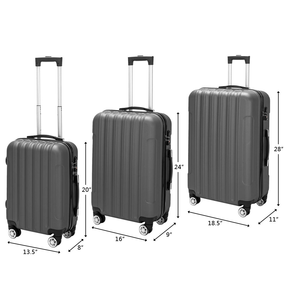 3-in-1 Swivel Wheel With Handle Trolley Case - Dark Gray Inkedjoy