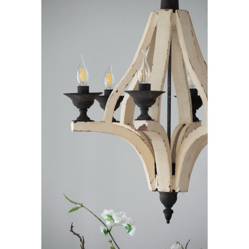 6 - Light Wood Chandelier With Adjustable Chain For Kitchen, Dining Hall Entrance My Store