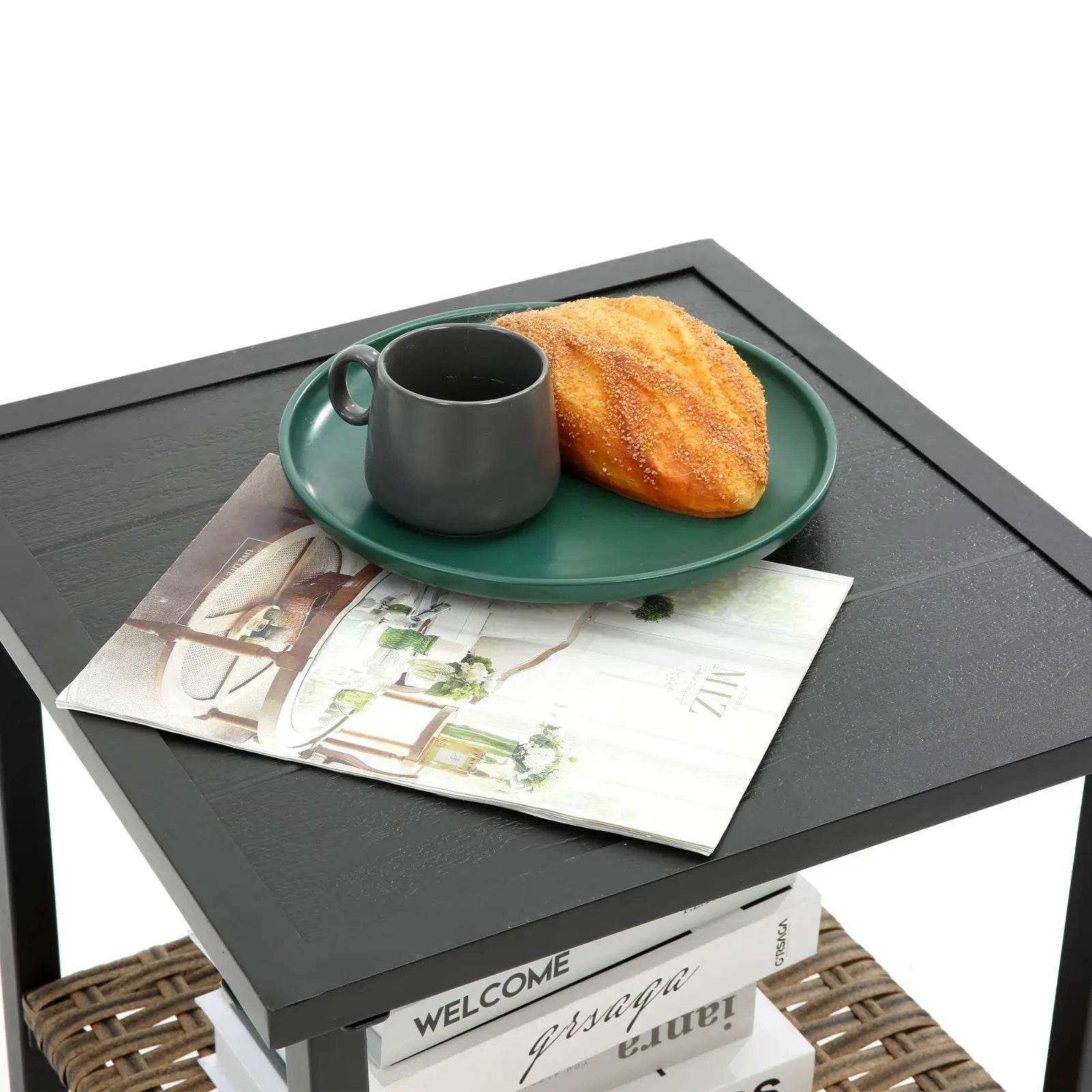 3pcs Rattan Rocking Chair Set Outdoor Leisure Grey My Store