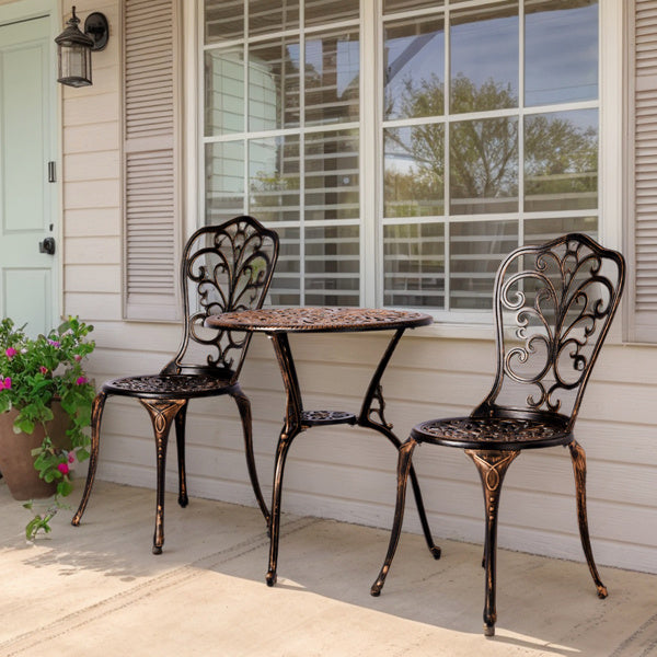 2pcs Single Chairs And 1pc Round Table Butterfly Shaped Antique Bronze Casting Set Inkedjoy