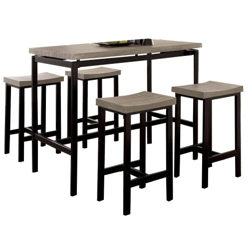 5 Pc Counter Height Table Set Two Tone Design Black Gray Dining Chairs Inkedjoy