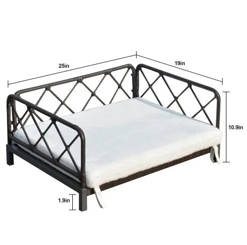 Wicker Rattan Dog Sofa Bed Outdoor Indoor Water Resistant My Store