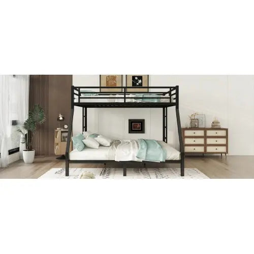 Metal Queen Over King Bunk Bed - Black My Store